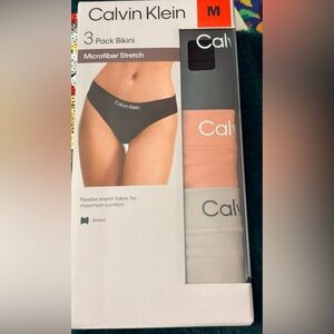 3 PACK CALVIN KLEIN WOMEN SIZE MEDIUM BIKINI MICROFIBER BRAND NEW IN BOX